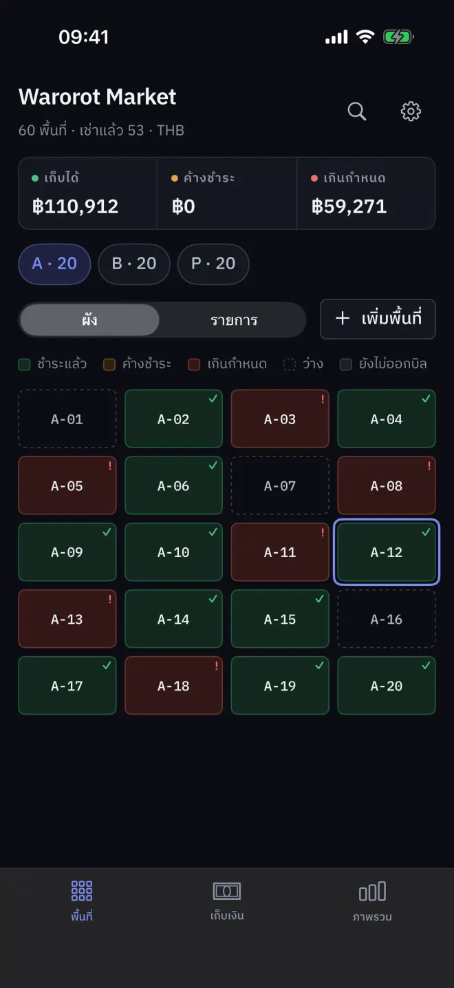 ผังพื้นที่ในลักษณะมืด